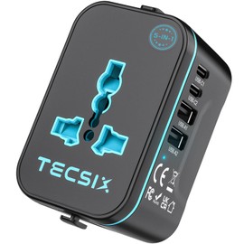 TECSIX Universal Travel Adapter with 2 USB A and 2 USB C