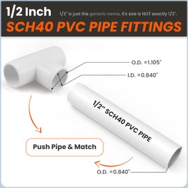 SDTC Tech 4-Pack 1/2" Tee PVC Fitting 3 Way Furniture Grade Pipe Elbow Connector for DIY PVC Shelf Garden Support Structure Storage Frame