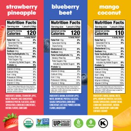 Noka Superfood Fruit Smoothie Pouches Variety Pack, Healthy Snacks with Flax Seed, Plant Protein and Prebiotic Fiber, Vegan and Gluten Free Snacks, Made in USA, Organic Squeeze Pouch, 4.22 oz, 6 Count