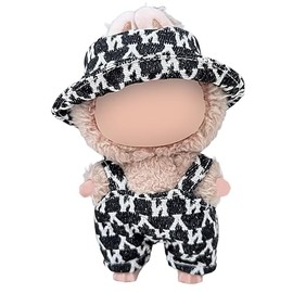 CPCOIN Doll Clothes 2 Piece Hat & Overalls Clothing Set for 17cm Dolls (NO Doll) Luxury Chic Letter Prints Accessories Suit for Dress up Unique Style (Style 1)