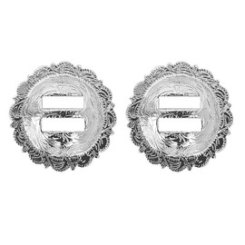 Set of 2 pcs 1-1/4" Saddle Bright Silver Round Slotted Berry Concho