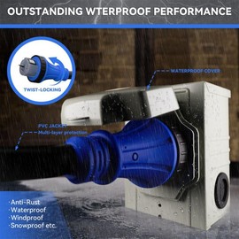 50AMP 15FT Generator Cord with Pre-Drilled Power Inlet Box, 125V/250V NEMA 14-50P to SS2-50R, STW 6/3+8/1 AWG Generator Cord and Twist Locking with Inlet Box, Waterproof Combo Kit, UL&ETL Listed