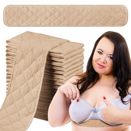 SATINIOR 20 Pcs Bra Liners for Sweat 18x3 Inch 3 Layer Washable Rectangle Cotton Under Breasts Pads for Women Absorb Sweating (Khaki)