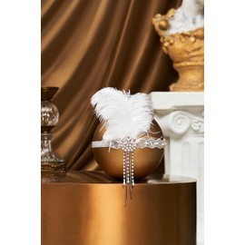 BABEYOND 1920s Flapper Headpiece Roaring 20s Feather Headband Roaring 20s Gatsby Hair Accessories