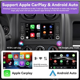 4G 64G Android 13 Car Radio for Jeep Wrangler JK Dodge Ram 1500 with Wireless CarPlay&Android Auto, 7 Inch Touch Screen for Jeep JK Stereo with WiFi GPS Navigation FM Radio+AHD Backup Camera