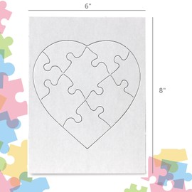 Hygloss 12 Blank Heart Puzzles – 6 x 8 Inches – Ideal for Valentine’s Day Crafts – Write, Draw, and Decorate – 8 Pieces Each