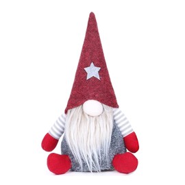 Christmas Gnome Xmas Gonk Home Decoration Novelty Nordic Decor Grey Star Red Heart Ornament Lovely Gift Sitting Gnomes (Red Hat (Star))