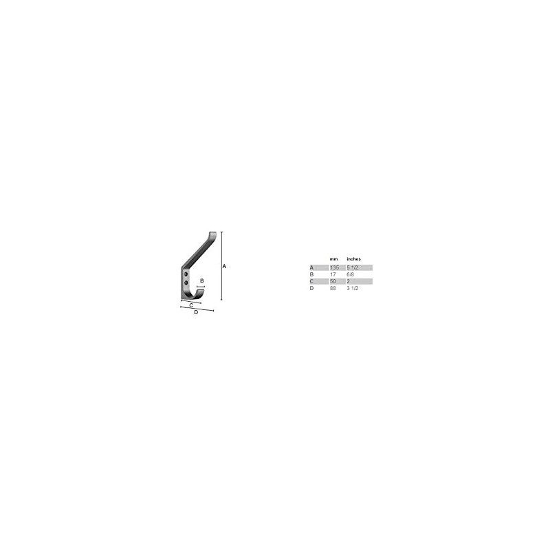 Smedbo B1046 Large Coat and Hat Hook, Satin Aluminum