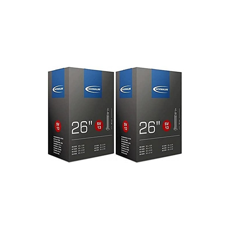 Schwalbe Unisex Adult SV13 Inner Tube, Black, 26 (Pack-2)