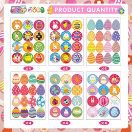 Bighan 24 Sheets Easter Day Stickers Gift Tags Stickers for Kids Craft Scrapbook Envelopes Decorative Waterproof Fake Tattoo Stickers for Easter
