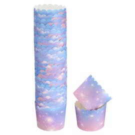 sourcing map 50Pcs Paper Baking Cups 6oz Greaseproof Disposable Bulk Cupcake Muffins Liners Cases Wrappers for Wedding Birthday Graduation, Gradient Pink Purple