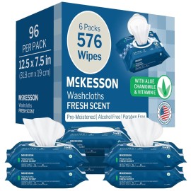 McKesson No-Rinse Adult Washcloth Wipes Scented 576 Count Convenient Pack