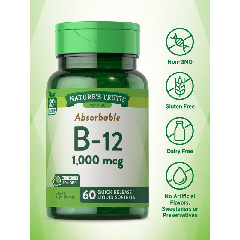 Nature's Truth Vitamin B12 | 1000 mcg | 60 Softgels