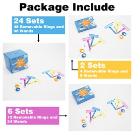 Guided Reading Strips, Dyslexia Tools for Kids, Colorful Text Overlays for Early Readers, ADHD Finger Trackers Highlight (24 Pack - 96 Wands and 48 Removable Rings)