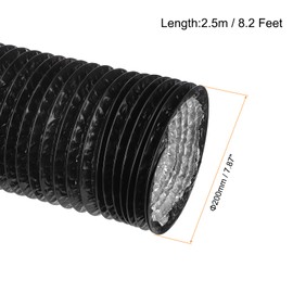 MECCANIXITY Dryer Vent Hose 0.8 Inch 8 Ft Aluminum Flexible Air Ducting for Heating Cooling Ventilation and Exhaust with 2 Clamps, Black