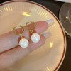 14K Gold Plated Freshwater White Stud Pearl Earrings Hypoallergenic Cubic