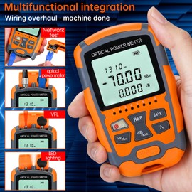 Duogalia 5-Pack Fiber Optic Tester Portable Fiber Light Power Meter -70~10dBm, SC/FC/ST Universal Interface Built-in 10Km Fault Detector with FC to LC Adapter