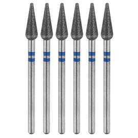 sourcing map 6pcs 120-140 Grits Diamond Grinding Bit 4.2mm Bullet-Head 2.35mm Shank 12mm Length Stone Sanding Drill Bits Rotary Tool for Ceramic Glass Nails Grinding Polishing, Blue