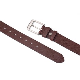 TEAMMAO Men's Full Leather Belt 38 mm Wide Black Brown Denim Belt Leather Men's Leather Belt Can Be Shortened Casual Belt with Gift Box, brown