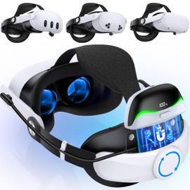 Battery Head Strap for Quest 3S/Quest 3/Quest 2, Hot-Swappable Battery for Extra 2-3H Playtime, Adjustable Knobs, with Cotton BackPad, Reduces Head Pressure, Enhanced Comfort&Support