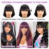 Women's Straight Human Hair Wig with Bangs, 2 x 1
