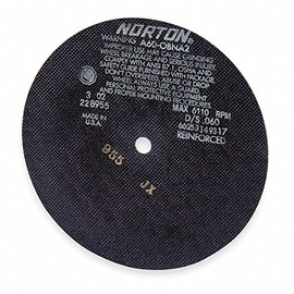 8" Type 1 Aluminum Oxide Abrasive Cut-Off Wheel, 5/8 Arbor, 0.060"-Thick, 7640 Max. RPM