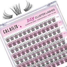 CALAILIS Individual Eyelashes, 96 Pieces, DIY Individual Eyelashes for Self-Application of Lash Extesnion at Home, 10-16 mm D Curl Cluster Individual Lashes (HD01-Mix)