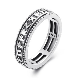 PARYFO Rings for Men Women 925 Sterling Silver Finger Ring for Rotating Viking Rune Rings Spinner Punk Hip Hop Ring for Men Boys Girls Sterling Silver, Sterling Silver, None