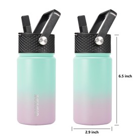 BJPKPK Water Bottle with Straw Lid, 15 oz Insulated Water Bottle, Stainless Steel Metal Water Bottles, Reusable Leak Proof BPA Free Thermo, Flask, Cups, Marshmallow
