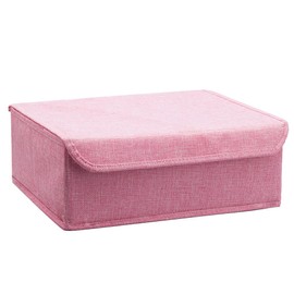 ALYER Collapsible Drawer Organizer,Underwear Drawer Divider for Socks Panties Bra Ties Clothing,Sturdy Closet Storage Divider with Lid(Pink)