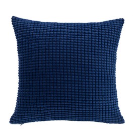 SUNOOMY Square Throw Toss Pillow Cushion Covers Cases for Couch Sofa Bed Chair, Comfortable Supersoft Corduroy Corn Striped (Navy Blue, 20''X20'',50cm)