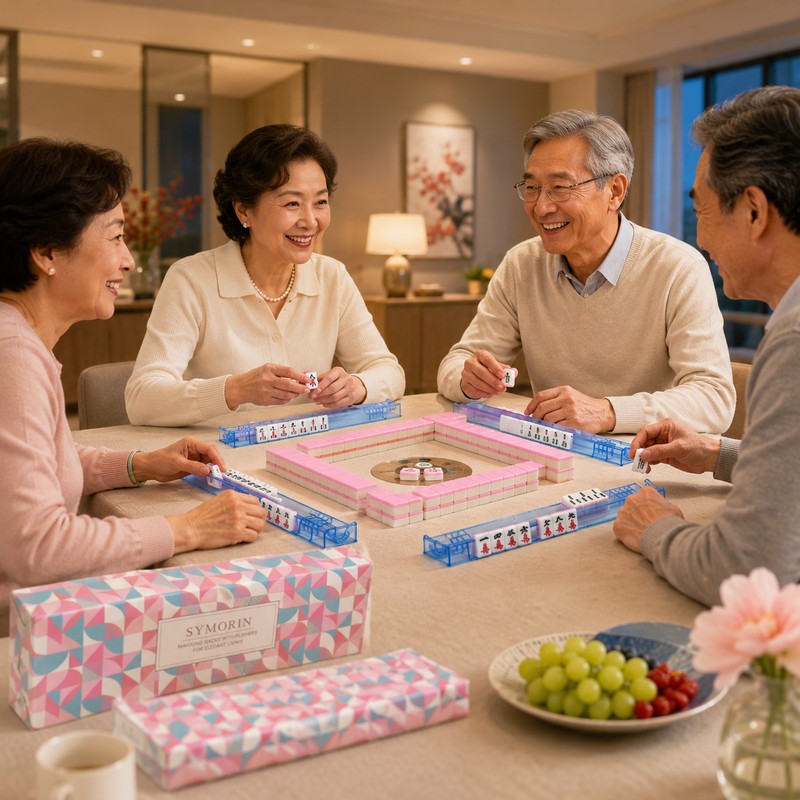 4-Pack Clear Mahjong Racks & Pushers for Game Night –