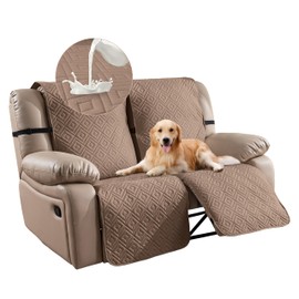 Waterproof Recliner Loveseat Covers 100% Protection Recliner Covers 2 Seater Non-Slip Sofa Covers Washable Furniture Protectors Recliner Cover for Kids Pet Dog【 Camel】