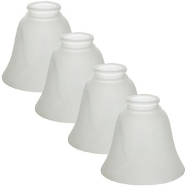 LIGHTACCENTS 4-Pack Ceiling Fan Light Covers -white Alabaster Glass Shade Lamp Replacement Kit For Ceiling Fan Light Kits. Glass Lamp Shade Replacement Used For Ceiling Fan Globe Replacement