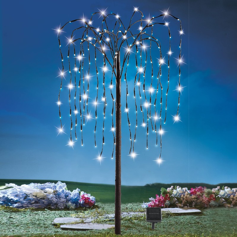 Collections Etc. LED Solar Willow Tree, Outdoor Solar Tree with