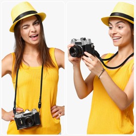 KRYVOXA Camera Strap with Quick Release Buckles, Camera Neck Strap Shoulder Strap 39 Inches, Black, One Size