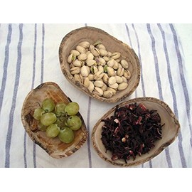 Set of 3 Oval Small Bowls Olive Wood Rustic
