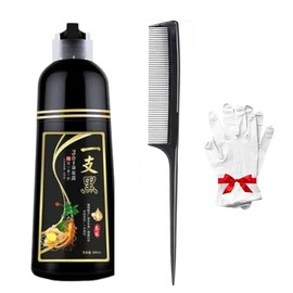 Shampoo Tinte Negro Cubre Canas 3 en 1 para Hombre y Mujer - Hair Dye Shampoo Black para Teñir Cabello en Casa Sin Amoniaco, Color Negro Natural Durad