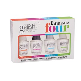 Gelish Essential Fantastic Four Kit – pH Bond Nail Prep, Foundation Base Gel, Top It Off Sealer Gel & Nourish Cuticle Oil – Professional Manicure Essentials for Long-Lasting, Chip-Free Shine. | Gelish
