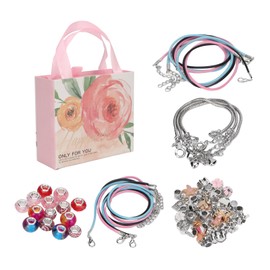 Charm Bracelet Making Kit Basic Bracelets Colored Beads Pendants Jewelry Making Kit for Birthday Party Game Gifts Pink K9
