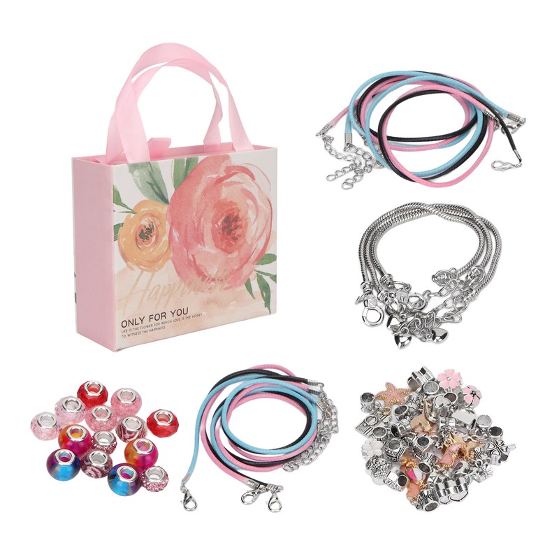 Charm Bracelet Making Kit Basic Bracelets Colored Beads Pendants Jewelry
