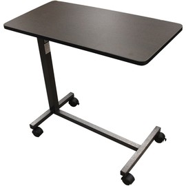 Drive Medical 13067 Adjustable Non Tilt Top Overbed Table With Wheels for Hospital and Home Use, Standing Desk, Silver Vein