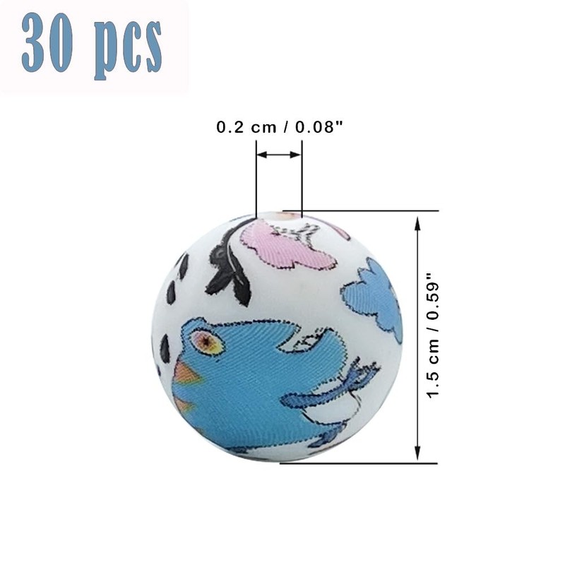 30Pcs Silicone Printed Beads Alien Print Beads 15mm Unique Alien