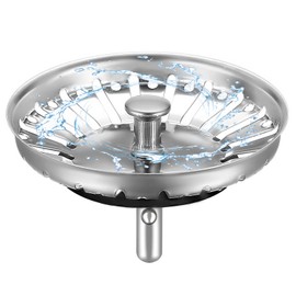 HUAERSICO Universal Drain Plug 84 mm - Sink Strainer and Strainer Basket with Plug, Kitchen Sink Strainer for Franke Sink Replacement Parts and Blanco Sink Accessories, 2 Seals
