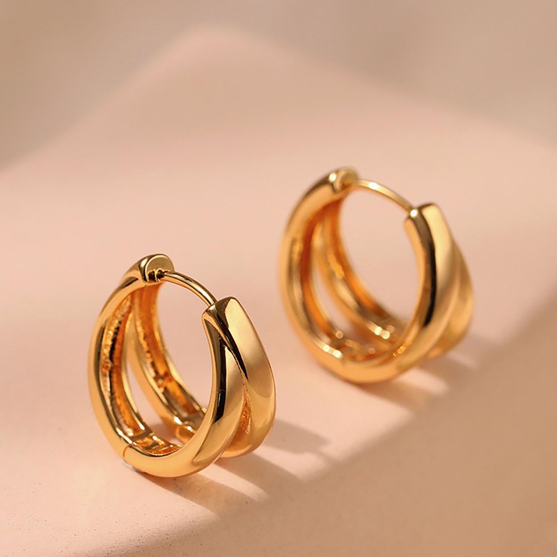 SEPTBIEN 18ct Gold Plated Chunky Geometric Knot Hoop Huggie Earrings