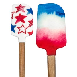 Black Duck Brand Silicone Spatulas w/Conversion Chat, Set of 2, Freedom Red White Blue Fourth of July Gift for Mom Cooking Baking Mixing Flipping Housewarming Cookware Patriotic Theme (Gradient)
