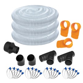 POWERTEC 4" x 20' Dust Collection Hose with Cone Reducer and Fittings Kit for Table Saw, Band Saw, Planer, Jointer, Woodworking and Wood Shop Dust Collection System (70430)