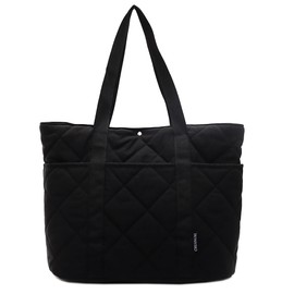 Makukke Puffer Tote Bag Aesthetic Quilted Bag Women's Shoulder Bag with Multiple Compartments Large Shopper Quilted Bag Shoulder Bags for Work Office Travel Shopping School, black