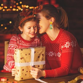 Christmas Tree Earrings Acrylic Christmas Holiday Earrings Colourful Christmas Tree Drop Dangle Earrings for Christmas Jewelry Christmas Stocking Stuffers for Women (A)