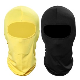 Pukavt 2 Pack Balaclava Face Mask, Ski Mask for Men Women, UV Protection Windproof Scarf for Motorcycle Snowboard Cycling Black/Yellow